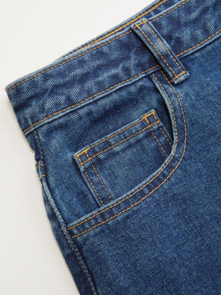 Solid Wave Trim Jean Shorts