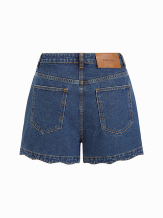 Solid Wave Trim Jean Shorts