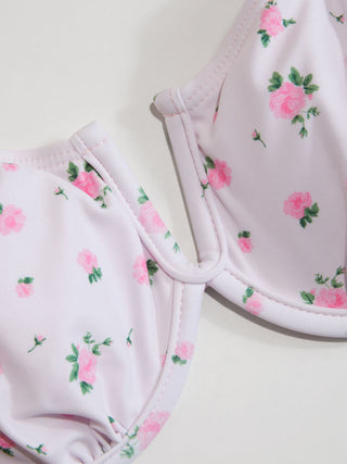 Sweetheart Underwire Floral Ruffle Bikini Set