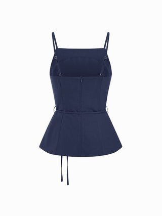 Linen-blend Tie Waist Cami Top & Mid Rise Straight Leg Trousers Set