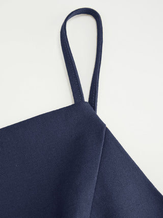 Linen-blend Tie Waist Cami Top & Mid Rise Straight Leg Trousers Set