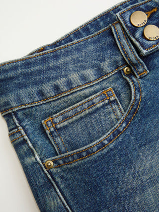 Denim Low Rise Straight Leg Micro Shorts