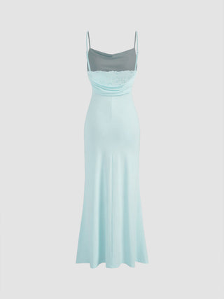 Cowl Neck Ruched Backless Maxi Dress