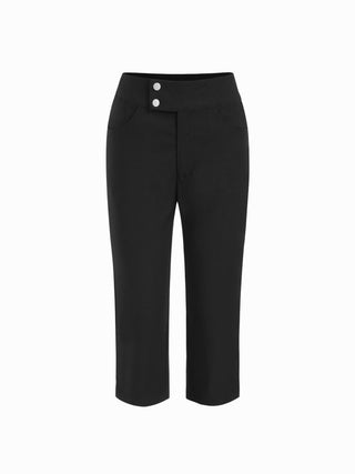 Low Rise Metal Button Straight Leg Capris