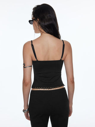 Sweetheart Neck Lace Trim Slim Corset Cami Top
