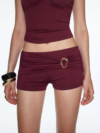 Low Rise Twist Knotted Metal Detail Micro Shorts