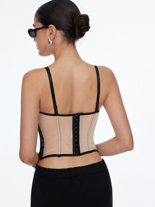 Lace Sweetheart Neck Lace Panel Slim Corset Cami Top