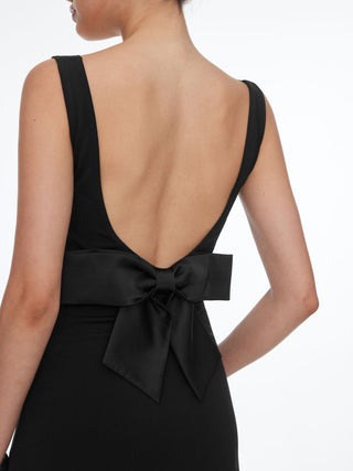 Cowl Neck Backless Bowknot Mini Dress