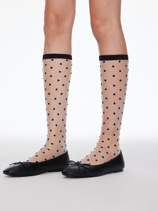 POLKA DOT LACE OVER THE CALF SOCKS