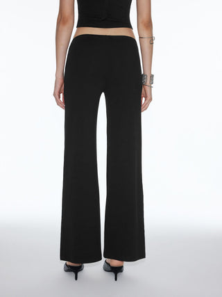 Cotton-blend Low Rise Metal Detail Wide Leg Trousers