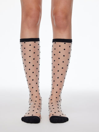POLKA DOT LACE OVER THE CALF SOCKS