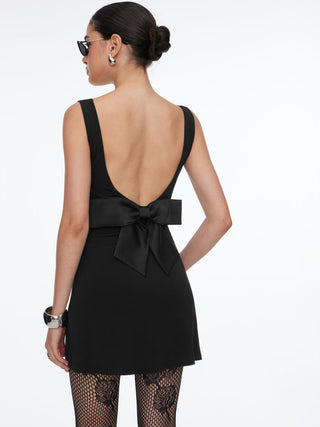 Cowl Neck Backless Bowknot Mini Dress
