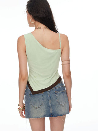 Floral Graphic Asymmetrical Neck Beaded Top