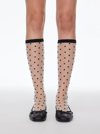 POLKA DOT LACE OVER THE CALF SOCKS