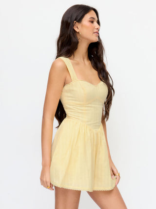 Cotton-blend Sweetheart Textured Shirred Lace Trim Romper