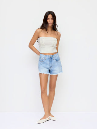 Knit Cotton-blend Nature Applique Bandeau Crop Top