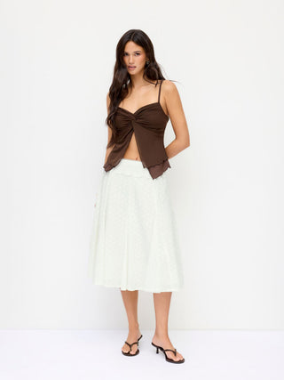 V-neck Double Layered Twist Lettuce Trim Cami Top