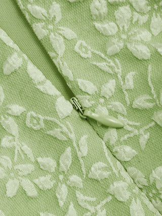 Jacquard U-neckline Floral Backless Bowknot Mini Dress