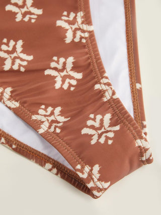 Halter Neckline Aztec O-Ring Tassel Low Rise Cheeky Bikini Set With Sarong