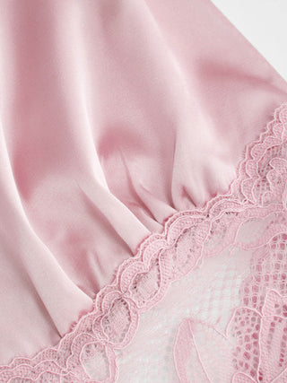 Satin Polka Dot V-neck Lace Panel Mermaid Maxi Dress