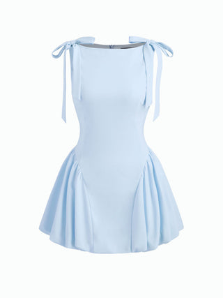 Grad Dresses Cute Summer Dresses Party Dress For Party New Years Holiday Dress Valentine rush outfits special occasion dresses Woven Sculptural Boat Neck Bowknot Bubble Hem Mini Dress For Date