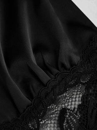 Satin Polka Dot V-neck Lace Panel Mermaid Maxi Dress
