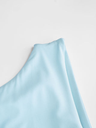 Boat Neck Ruched Pearl-Back Detail Maxi Dress