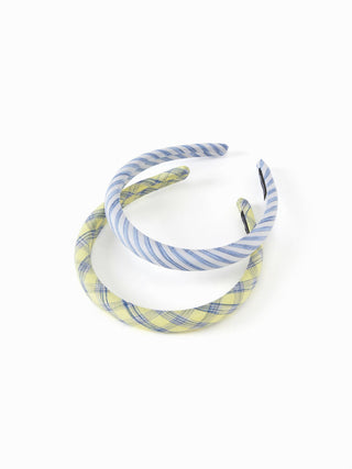 2PCS PLAID & STRIPED HEADBAND SET