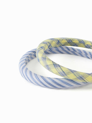 2PCS PLAID & STRIPED HEADBAND SET
