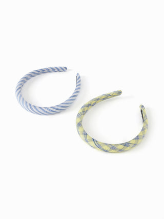 2PCS PLAID & STRIPED HEADBAND SET