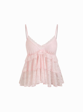 Lace Sweetheart Ruffle Cami Top
