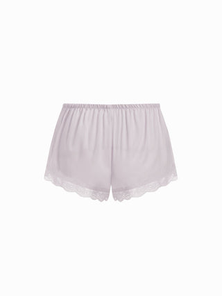 Satin V-neck Lace Trim Cami Top & Mid Rise Lace Hem Shorts Loungewear Set
