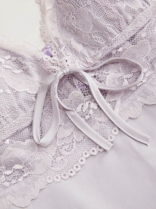 Satin V-neck Lace Trim Cami Top & Mid Rise Lace Hem Shorts Loungewear Set