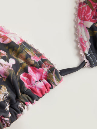 Floral Triangle Side Tie Bikini Set with Sarong