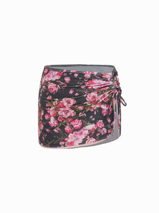 Floral Triangle Side Tie Bikini Set with Sarong