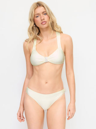 Scoop Neckline Bead Detail Criss-Cross Low Rise Bikini Set
