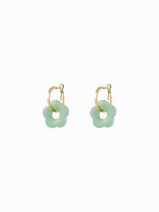 FLOWER DROP HOOP EARRINGS