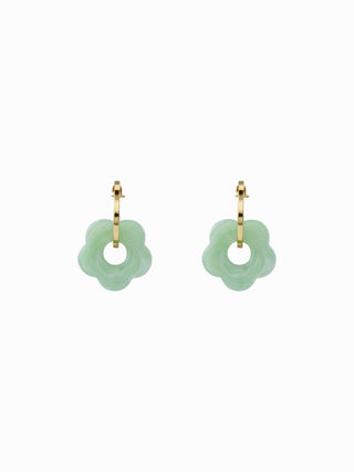 FLOWER DROP HOOP EARRINGS