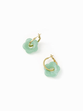 FLOWER DROP HOOP EARRINGS