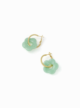 FLOWER DROP HOOP EARRINGS