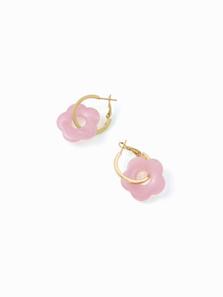 FLOWER DROP HOOP EARRINGS