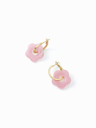 FLOWER DROP HOOP EARRINGS