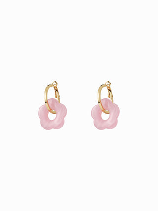 FLOWER DROP HOOP EARRINGS