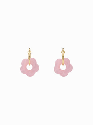 FLOWER DROP HOOP EARRINGS