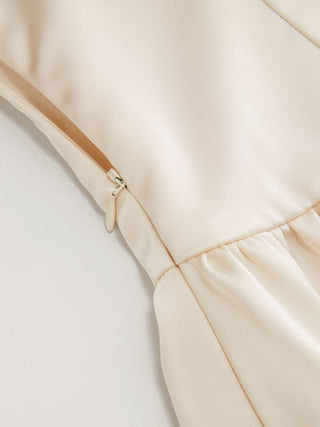 Satin Halter Neckline Ruffled Pleated Slim Mini Dress
