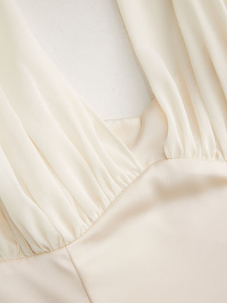 Satin Halter Neckline Ruffled Pleated Slim Mini Dress