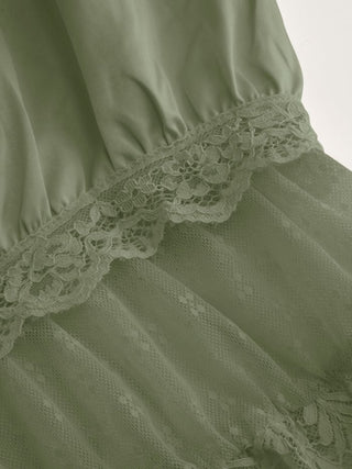 Lace Panel Mid Rise Bloomer Jumpsuit