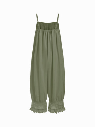 Lace Panel Mid Rise Bloomer Jumpsuit