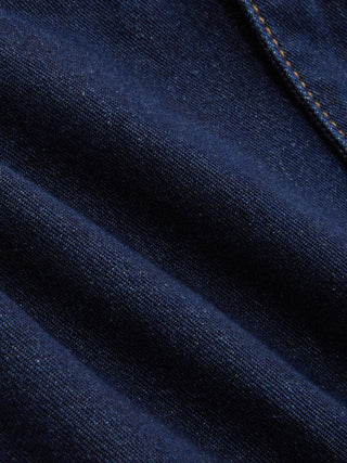 Denim V-Neck Button Front Metal Detail Jumpsuit