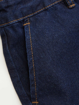 Denim V-Neck Button Front Metal Detail Jumpsuit